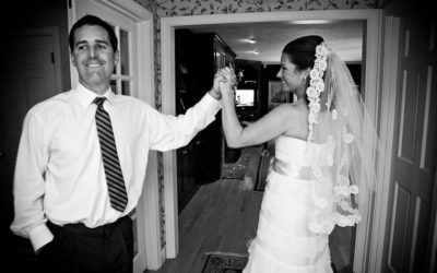 Bride high-fiving her brother