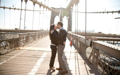 New York Engagement Session . Brooklyn Bridge